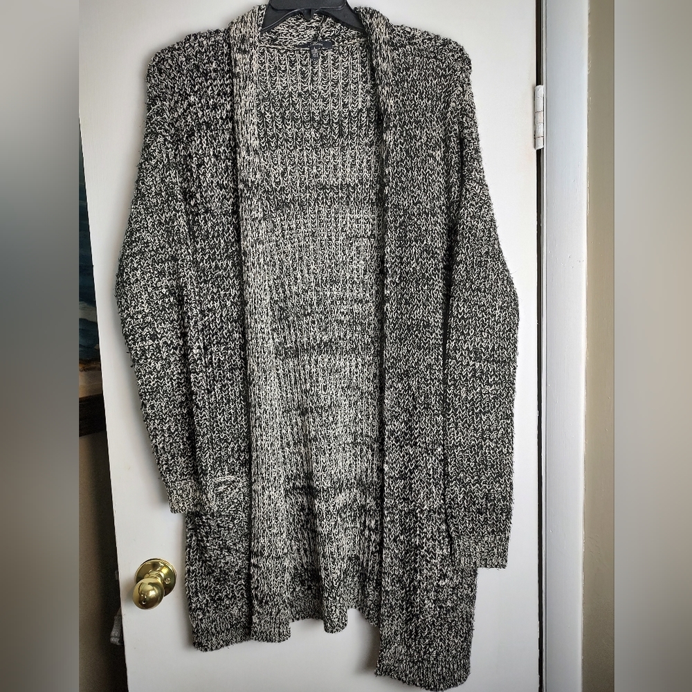 Mavi Black and white varigated knit sweater open front cardigan Size L